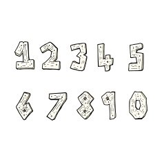 cartoon wooden numbers N9