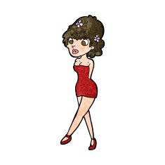cartoon woman posing in dress N33