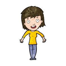 cartoon woman shrugging shoulders N384