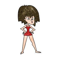 cartoon angry woman in dress N9