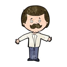 cartoon mustache man with open arms N8