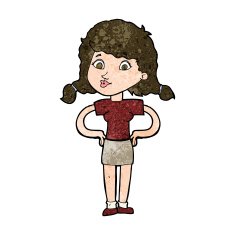 cartoon pretty girl with hands on hips N9