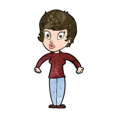 cartoon woman shrugging shoulders N387