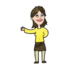 cartoon woman gesturing to show something N17