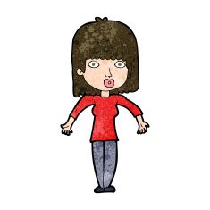 cartoon woman shrugging N48