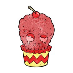 spooky skull cupcake cartoon N9