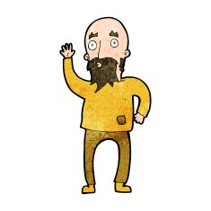 cartoon bearded man waving N7