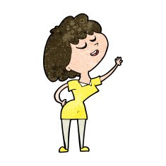 cartoon happy woman about to speak N8