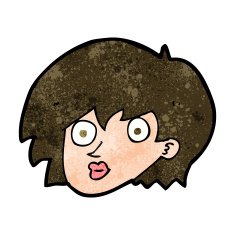 cartoon surprised female face N52