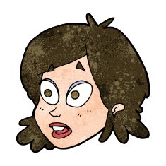 cartoon female face with surprised expression N13