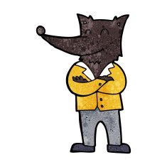 cartoon wolf in shirt N4