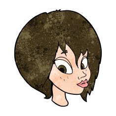 cartoon pretty female face pouting N9