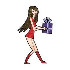 cartoon fashion girl with present N9