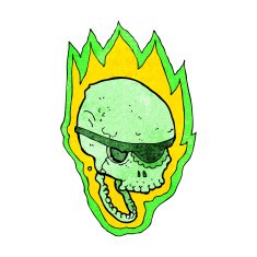 cartoon flaming pirate skull N10