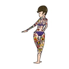 cartoon bikini girl covered in tattoos N7