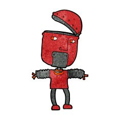 funny cartoon robot with open head N9