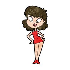 cartoon woman with hands on hips N175