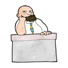 cartoon bored man at desk N8