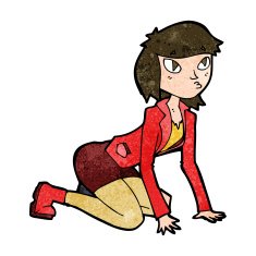 cartoon woman on hands and knees N8