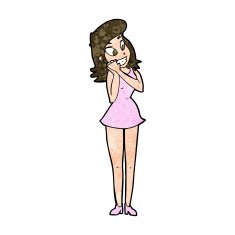 cartoon excited woman N109
