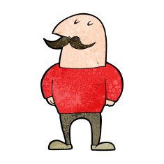 cartoon bald man with mustache N16