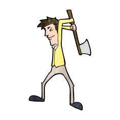 cartoon man swinging axe N9