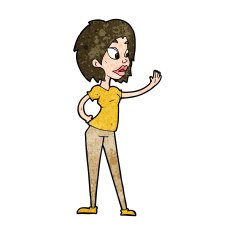 Cartoon Woman Waving N273