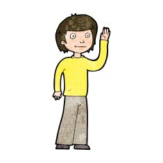 cartoon friendly boy waving N9