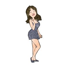 cartoon pretty woman in cocktail dress N9