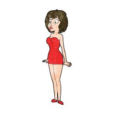 cartoon surprised woman in short dress N9