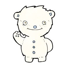 cartoon waving polar bear N23