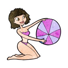 cartoon bikini girl with beach ball N8