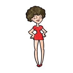 cartoon happy woman with hands on hips N15