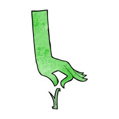 cartoon green hand picking blade of grass N3