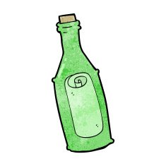 cartoon message in bottle N7