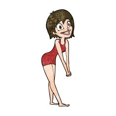 cartoon excited woman N110