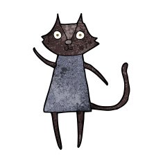 cute cartoon black cat waving N7