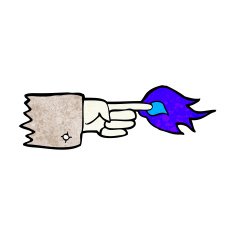 cartoon flaming pointing finger symbol N9