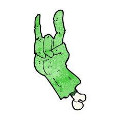 cartoon zombie hand making rock symbol N4