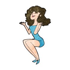 cartoon attractive woman sitting N9