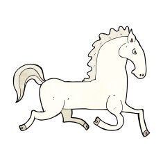 cartoon running white stallion N3