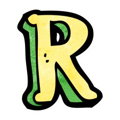 Cartoon Letter R N13