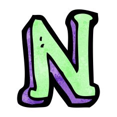 Cartoon Letter N N14