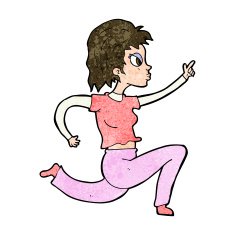 cartoon woman running and pointing N9