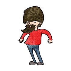 cartoon bearded man shrugging shoulders N6