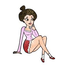 cartoon attractive woman sitting thinking N7