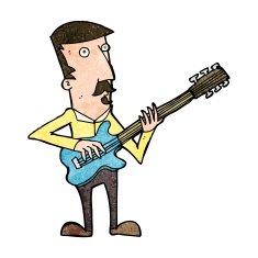 cartoon man playing electric guitar N15