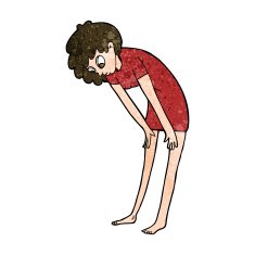 cartoon woman looking at her feet N8