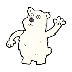 cartoon waving polar bear N25