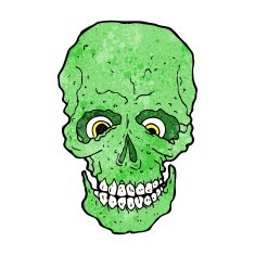 cartoon spooky skull N141